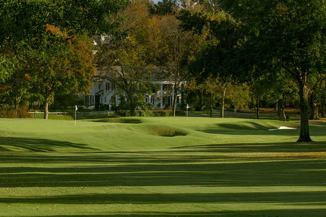 A view of two greens from East at Country Club of Birmingham.