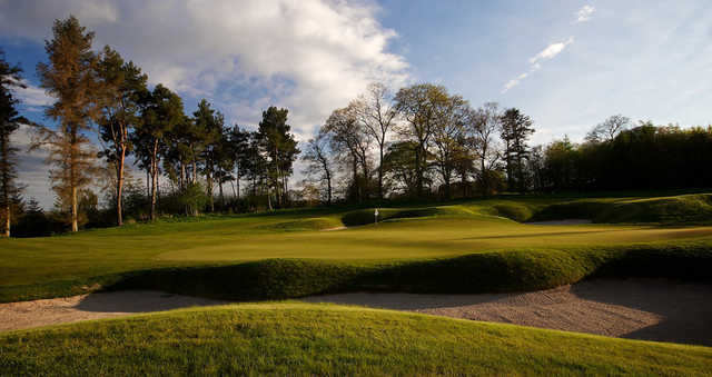 A view of a hole protected by sand traps at SCHLOSS Roxburghe Golf Course