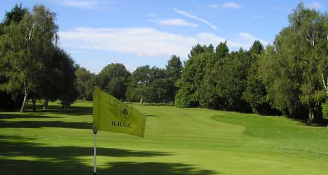 Looking down the par 4 dogleg 4th at Haywards Heath Golf Club.