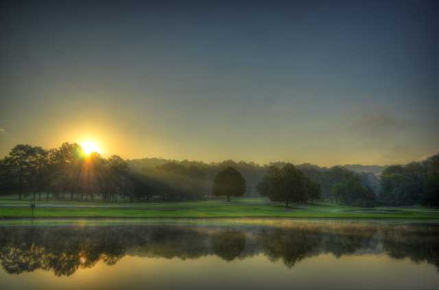 A sunset view of hole #13 at Terrapin Hills Country Club