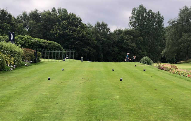 A view of a tee at Leek Golf Club.