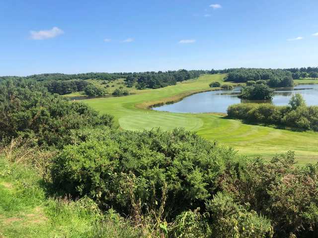 A sunny day view of a hole at Drumoig Hotel Golf Resort.
