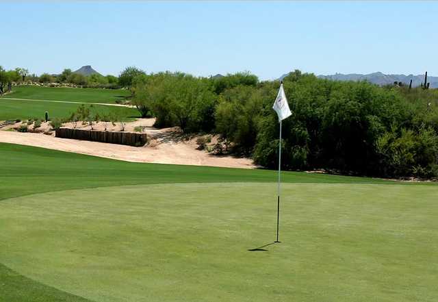 A view of a hole at Desert Forest Golf Club