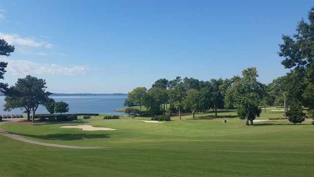 A view of a well protected hole at Turtle Point Yacht & Country Club.