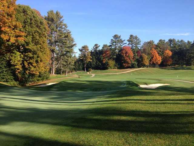 A fall view of a green at Hanover Country Club