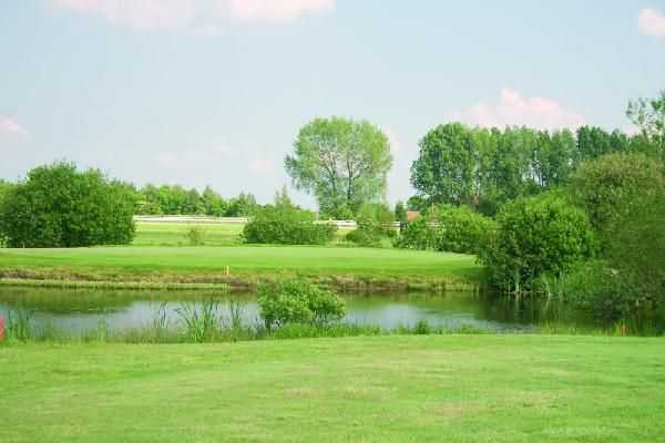 Water hazard protecting the 7th green at Southwell