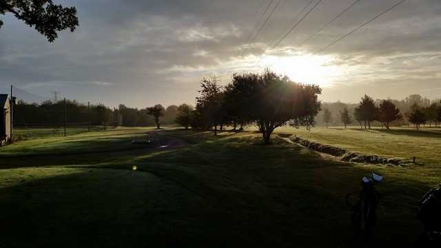 Sun shining over the fairway at Solihull Golf Club.