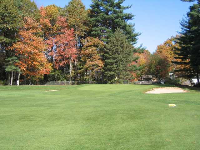 A fall view of a green at Intervale Country Club