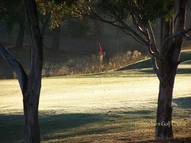 A view of a green at Craigieburn-Willmott Golf Club from Craigieburn Sporting Club.