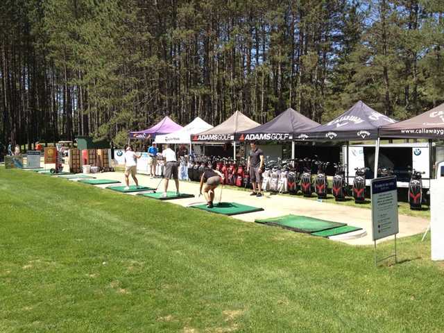 A view of the driving range tees at Gray Rocks Golf.