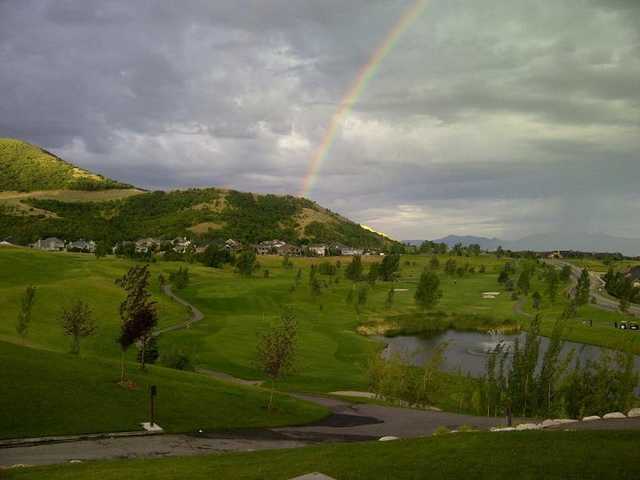 A view of rainbow over Eaglewood Golf Course