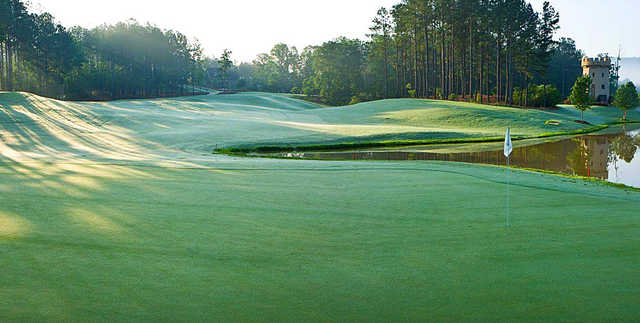 A view of a hole with water coming into play at Ballantrae Golf Club.