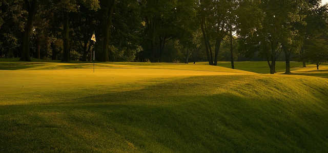 A sunset view of hole #7 at the Country Club of Indianapolis.
