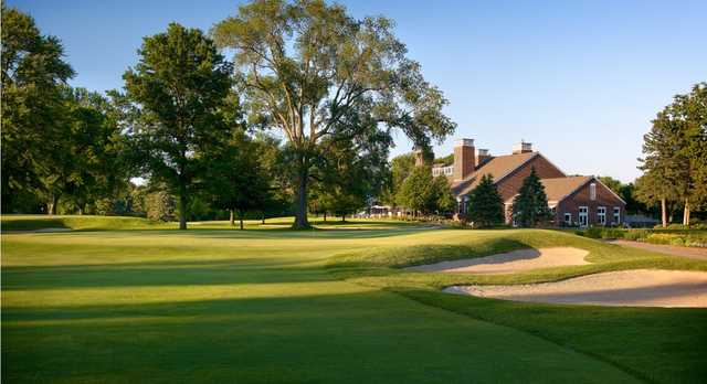 A view of the clubhouse a green at Broadmoor Country Club.