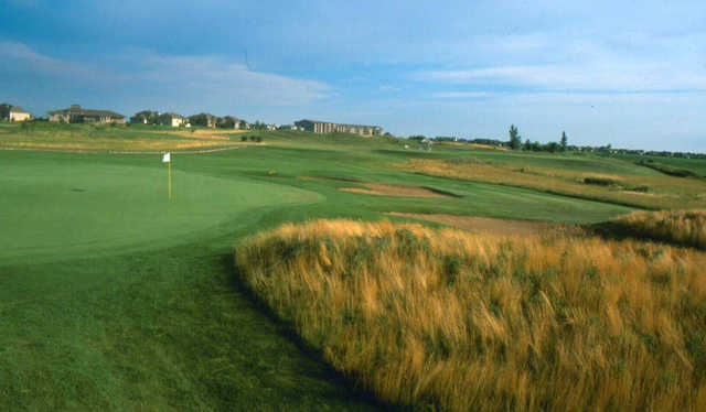 A view of a green at Prairie Green Golf Course.