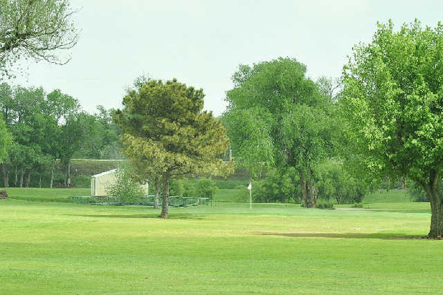 A view of the 13th green at Elk City Golf & Country Club