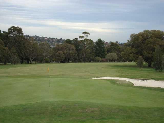 A view of hole #18 at The West Course from Churchill Park Golf Club.