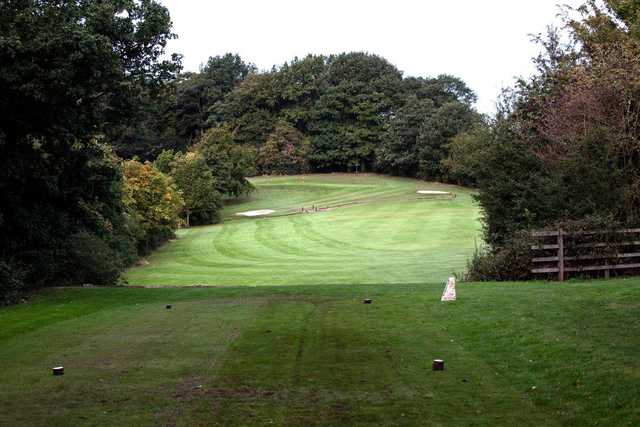 A fall day view from a tee at Tapton Park Golf Course.