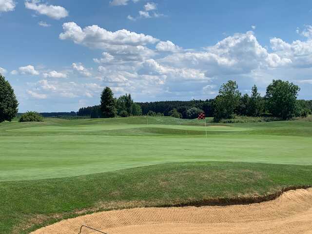 A view of two greens at Tegernbach Golf Course.