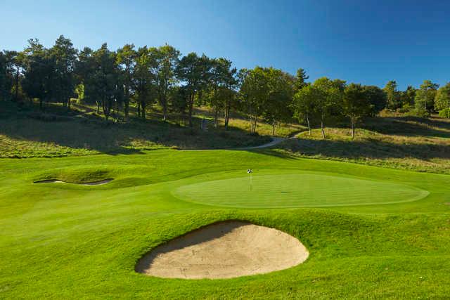 A view of hole #3 at Downs Course from Goodwood Golf Club