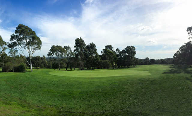 A sunny day view of a green at Waverley Golf Club.