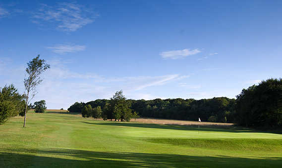 A view of hole #18 at Stinchcombe Hill Golf Club