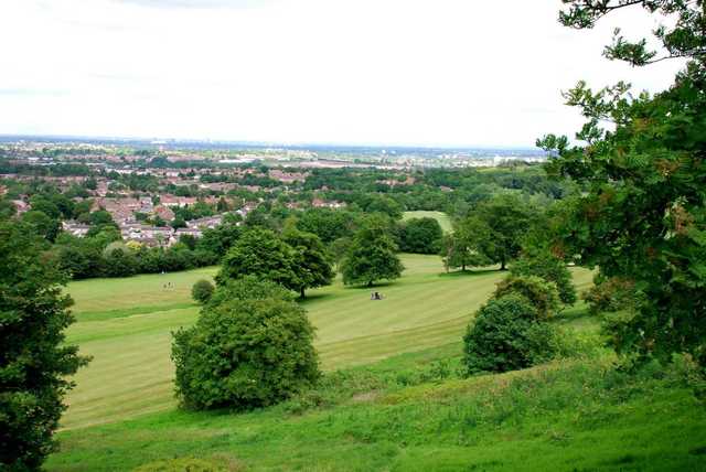 A view down onto a fairway from Lickey Hills Golf Course