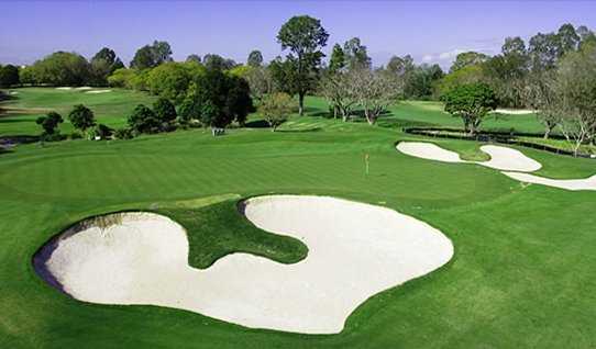 A view of a hole protected by bunkers at Indooroopilly Golf Club