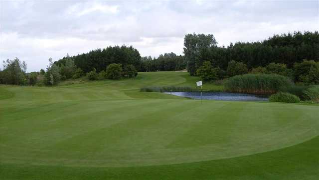 A view of a hole with water coming into play at Pumpherston Golf Club.