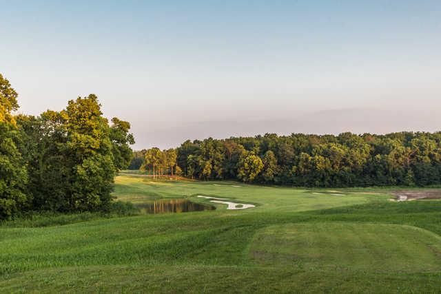 A view the 15th tee at Championship Golf Course from Chatham Hills