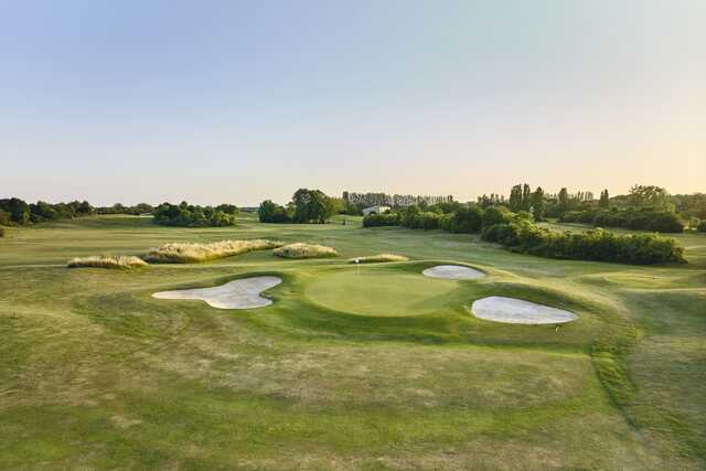Aerial view of a green from Aigle Course at National Golf Club.