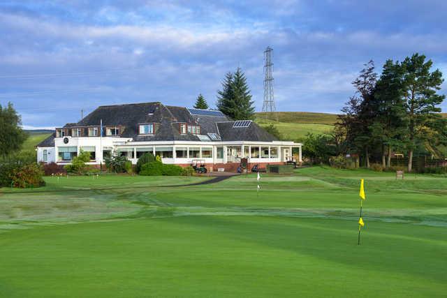 A view of the clubhouse and two holes at Hilton Park Golf Club.