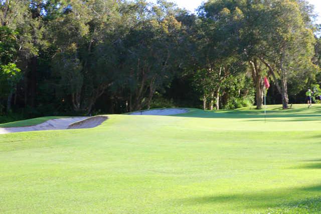A sunny view of the 12th green at Caloundra Golf Club