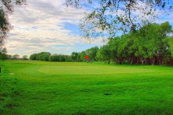 A view of the 1st hole at Southport Old Links Golf Club