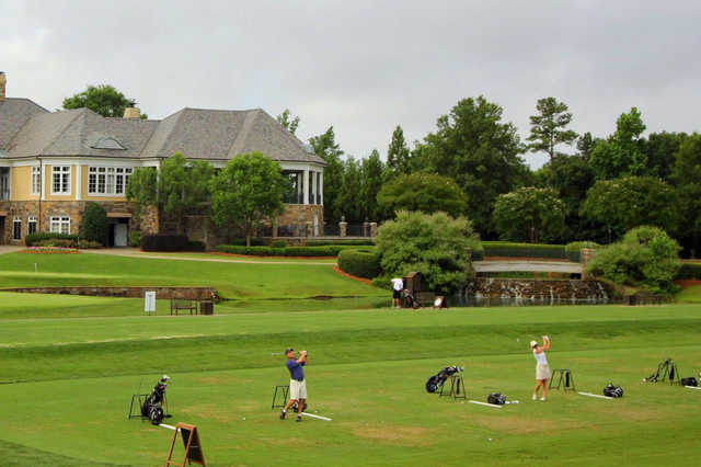 A view of the driving range tees at Ballantyne Country Club