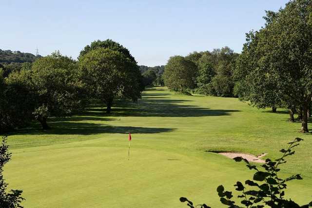 Looking back up the fairway from behind the green