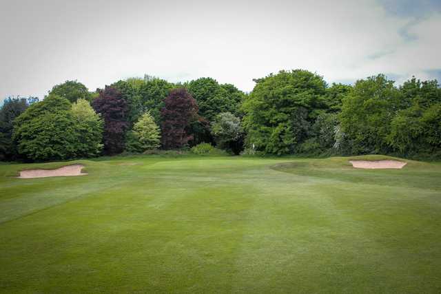 A view of the 1st green at Hallowes Golf Club.