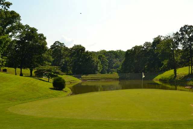 A view of a hole with water coming into play at Cahaba Falls Country Club