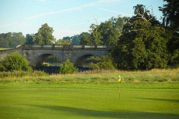 A view of hole #5 with bridge in background at Kedleston Park Golf Club