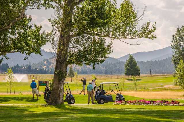 A view of tee #10 at Fairmont Hot Springs Resort