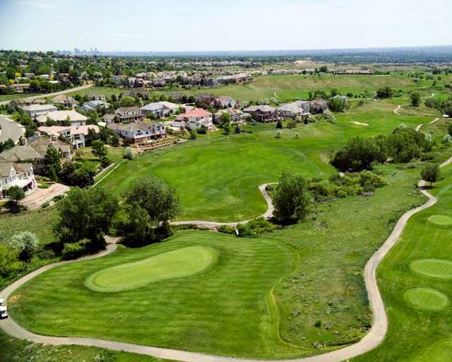 Aerial view of green #14 at Bear Creek Golf Club
