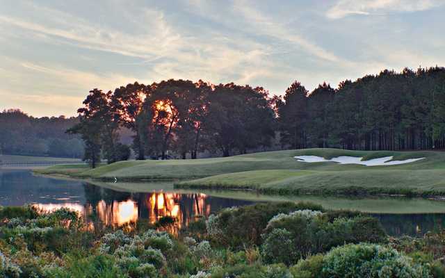 A view over the water of hole #3 at Highlands from Highland Oaks Golf Course.
