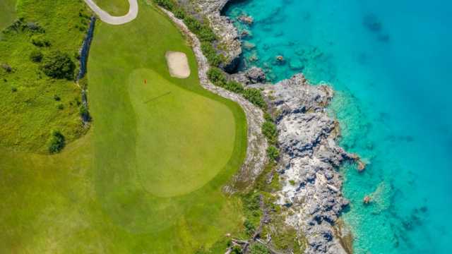 Aerial view of the 10th hole at Five Forts Golf Club.