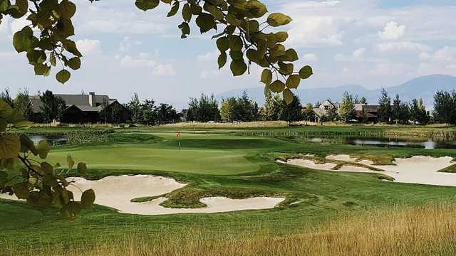 A view of a hole with water and bunkers coming into play at Black Bull Golf Club.