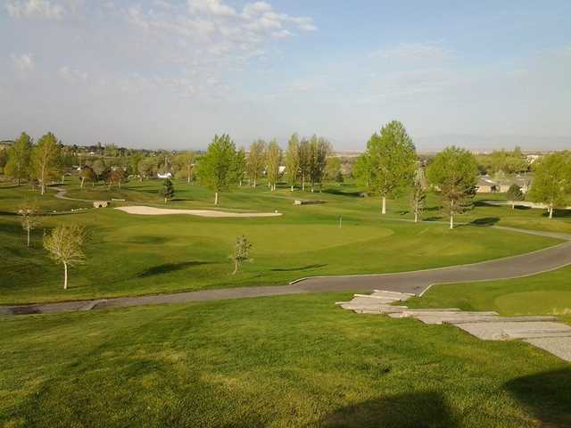 A sunny day view of a hole at Eagle Mountain Golf Course.