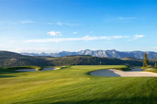 A view of the well protected green #3 at Yellowstone Golf Club.