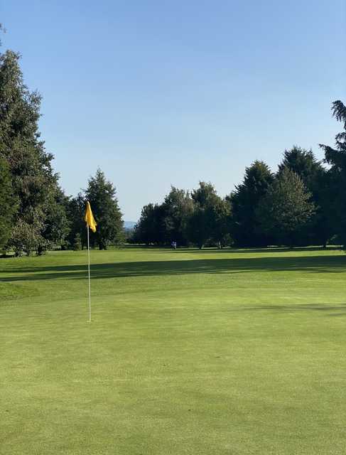 Looking back from a green at Newent Golf Club.