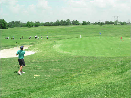A view of the practice area at Hidden Creek Golf Club