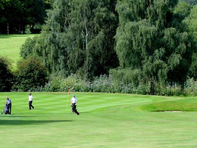 The 12th green with a view of the 13th fairway from Barlaston