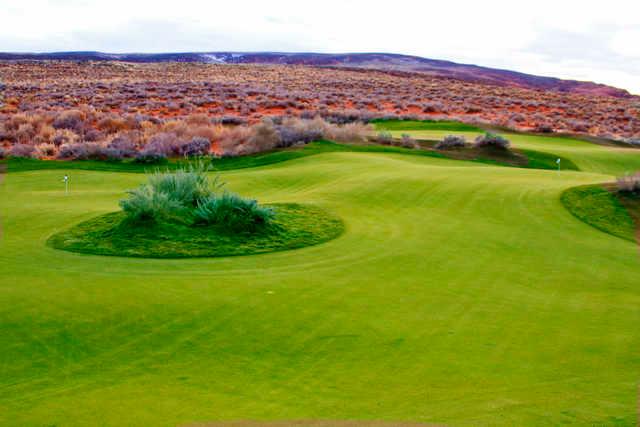 A view of two holes from the Wee Course at Sand Hollow Golf Resort